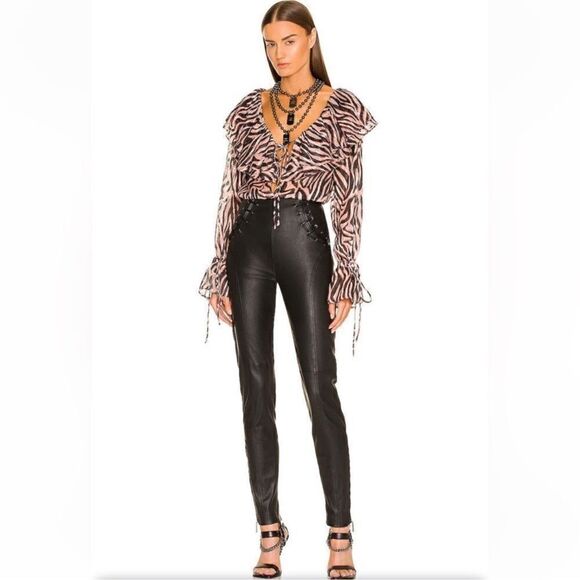 NWT Dundas X Revolve Lana Blouse in Natural Zebra Blouse XS Metallic - Picture 14 of 14